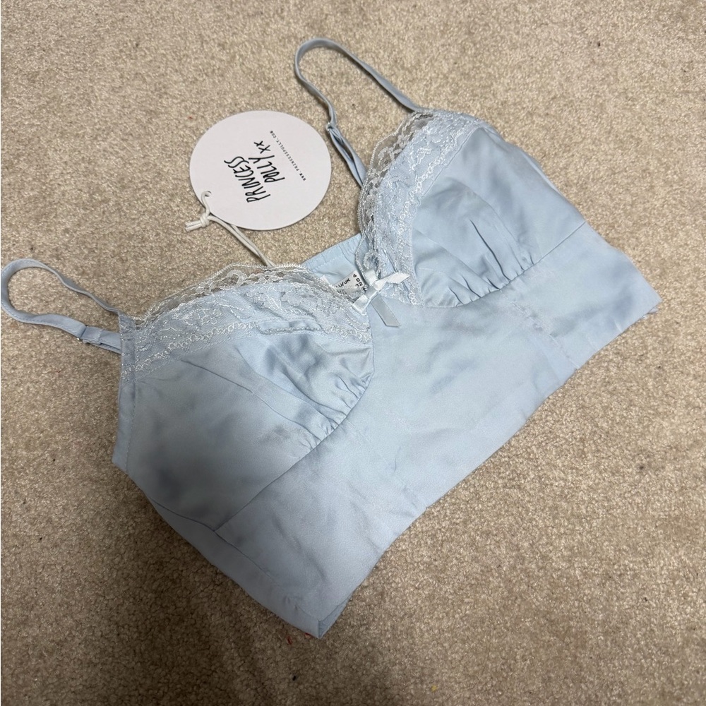 Princess Polly Sky Blue Satin Bralette
